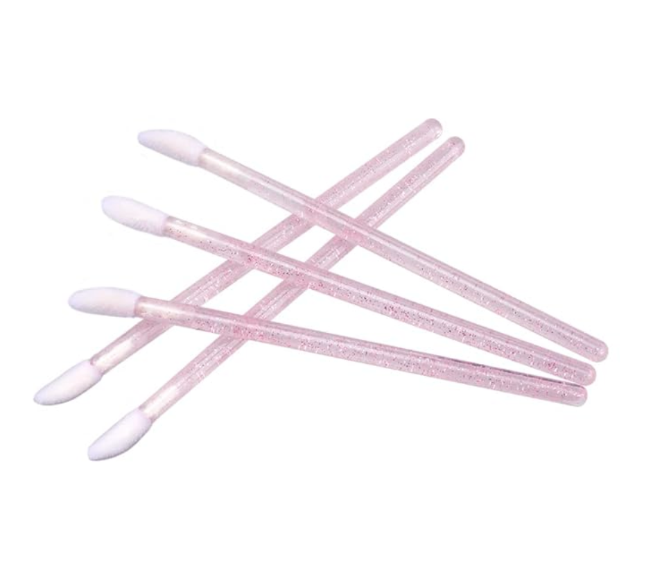 Lip Brushes, Crystal Disposable Lip Brushes, Glitter Lip Gloss Applicators, Lipstick Gloss Wands Applicator Makeup Tool Kits for Lipstick and Lip Gloss (Pink)