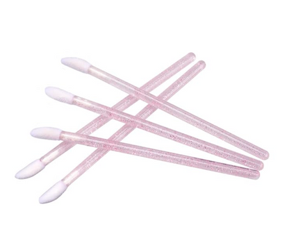 Lip Brushes, Crystal Disposable Lip Brushes, Glitter Lip Gloss Applicators, Lipstick Gloss Wands Applicator Makeup Tool Kits for Lipstick and Lip Gloss (Pink)